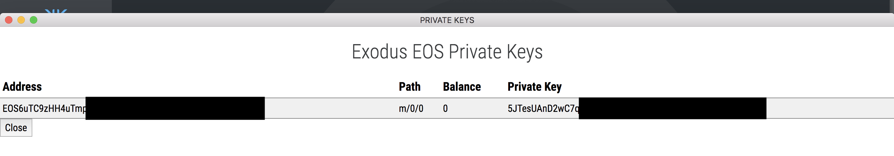 private key Exodus